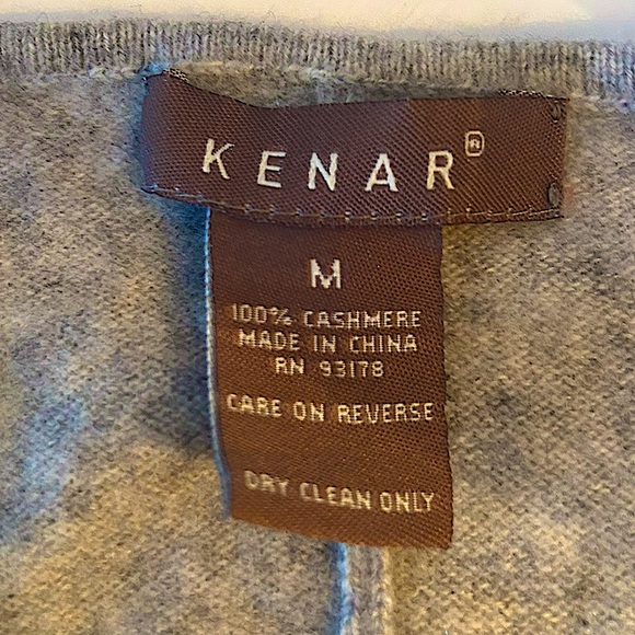 Kenar 100% Cashmere V-Neck Sweater Heather Light Grey Size Medium - Picture 7 of 7